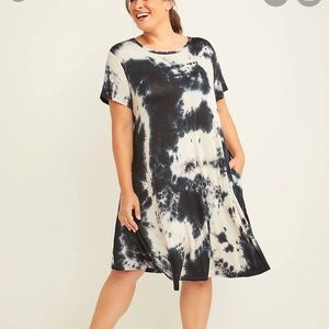 Burgundy tie dye swing dress